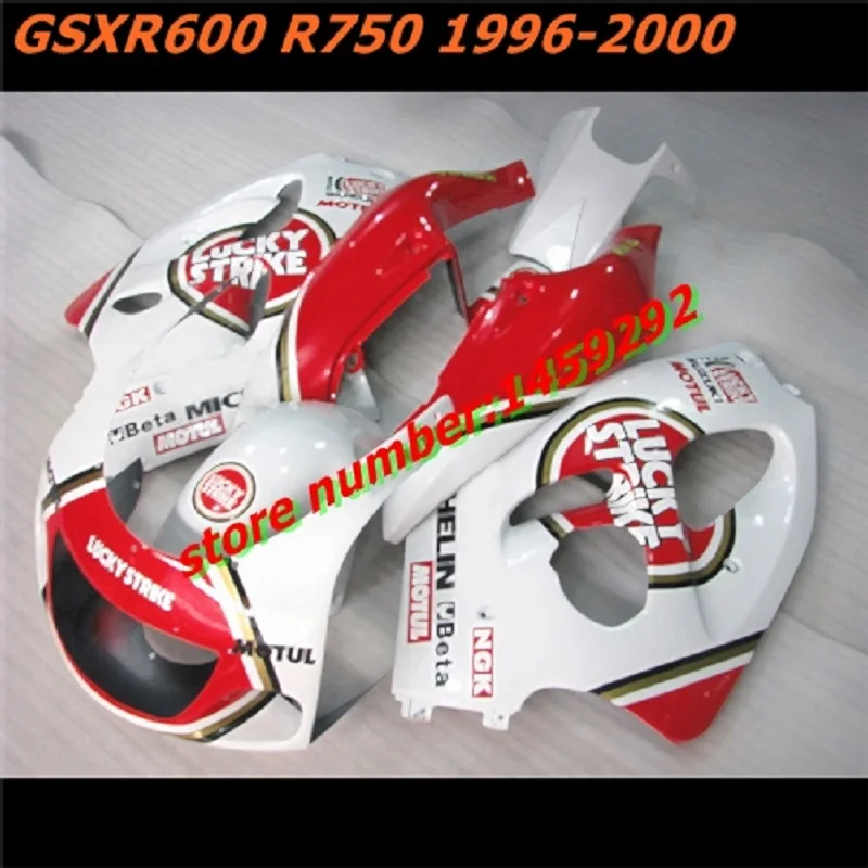 Red white lucky body For SUZUKI  GSX-R600 1996 1997 1998 1999 2000 GSXR750 GSXR 750 600 GSXR600 96 97 98 99 00 Fairing