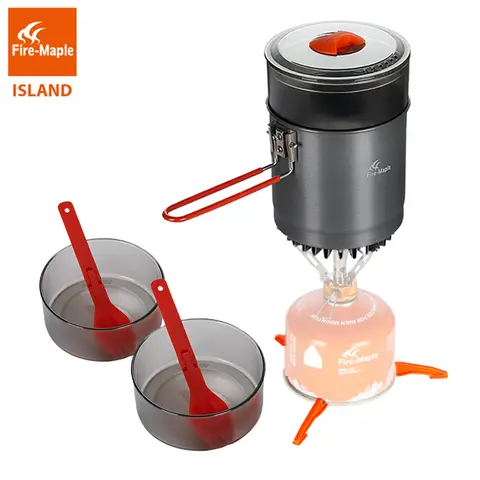Fire Maple Island Steamer Kit Outdoor Cooking Set Windproof Heat Exchanger Camping Cookware Dishes Tableware Utensil For Tourism
