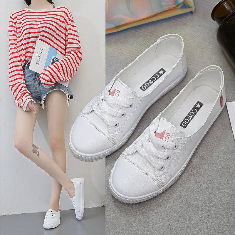 

Women's White Shoes Flats Casual PU Leathers Sneakers Moccasins Women Shoes Loafers Women Zapatos De Mujer Sneakers Women