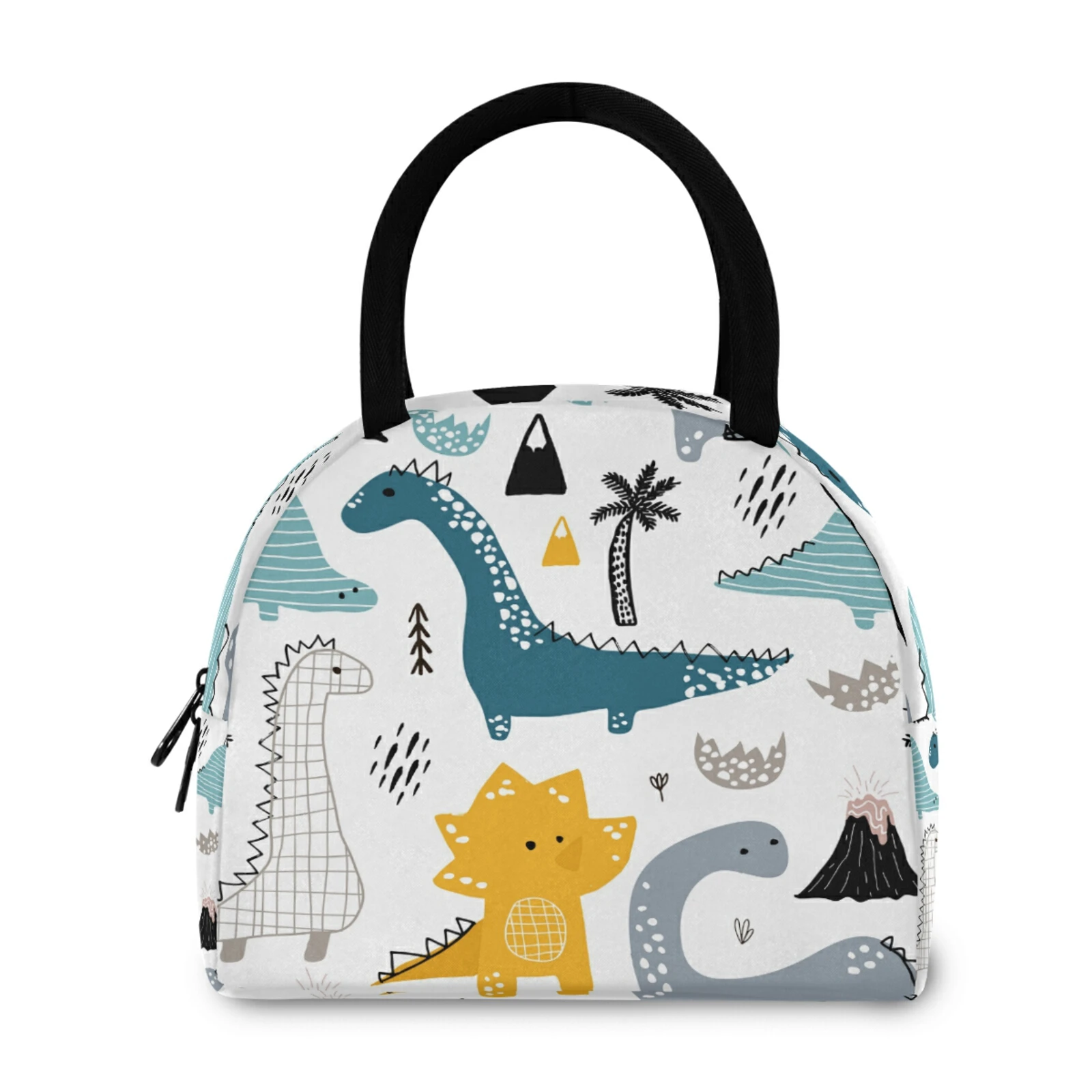 Lunch Bag For Women Girls Cute Dinosaur Print Portable Insulated Fresh Cooler Bag Box Zipper Thermal Food Bento Tote Picnic Bag