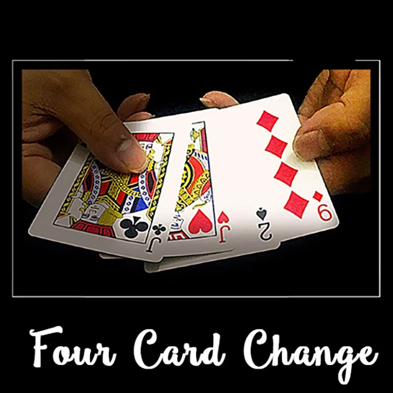 Four Card Change Magic Tricks Instant Playing Card Change Magician Close Up Street Illusion Gimmick Mentalism Puzzle Toy Magia