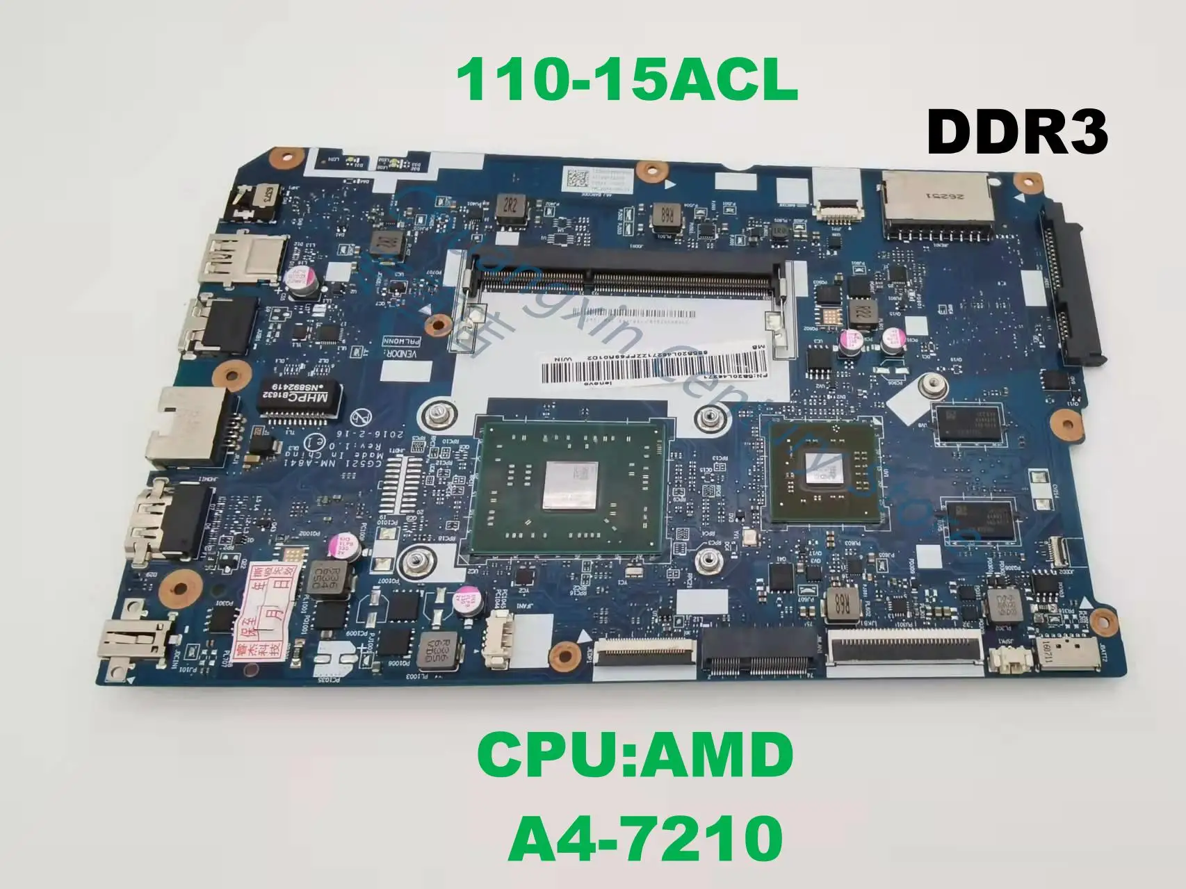 NM-A841 motherboard FOR 110-15ACL notebook motherboard with CPU AMD A4 A6 A8 WITH GPU  DDR3 100%  fully tested