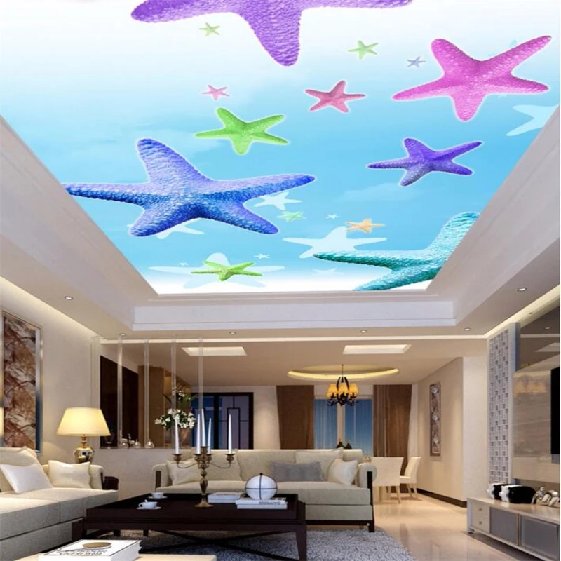 

wellyu Custom three-dimensional photo wallpaper 3d starfish ceiling mural living room zenith decorative painting 3d wallpaper