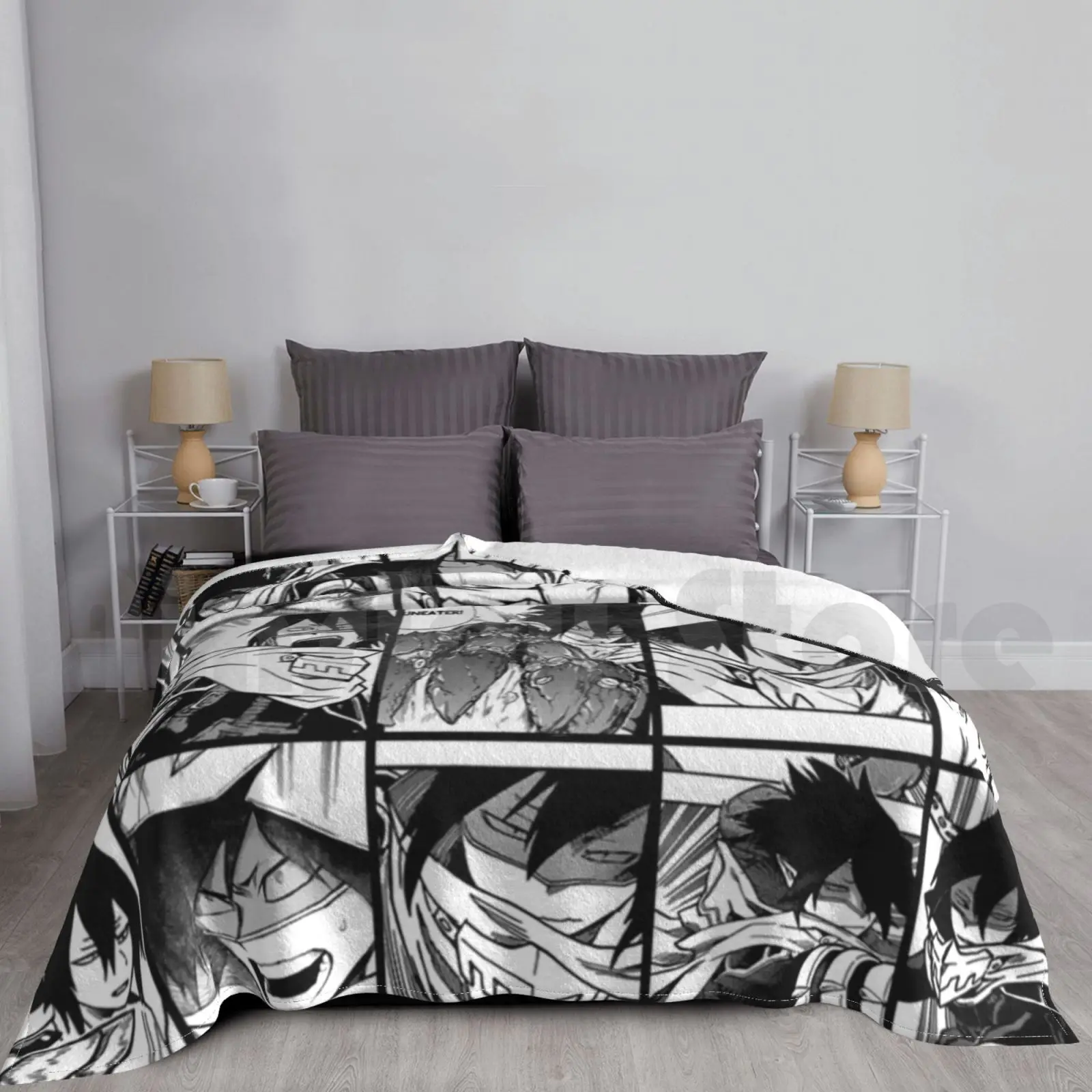 Tamaki Amajiki Collage ( Black And White Version ) Blanket Fashion Custom Tamaki Amajiki Suneater Cute Purple