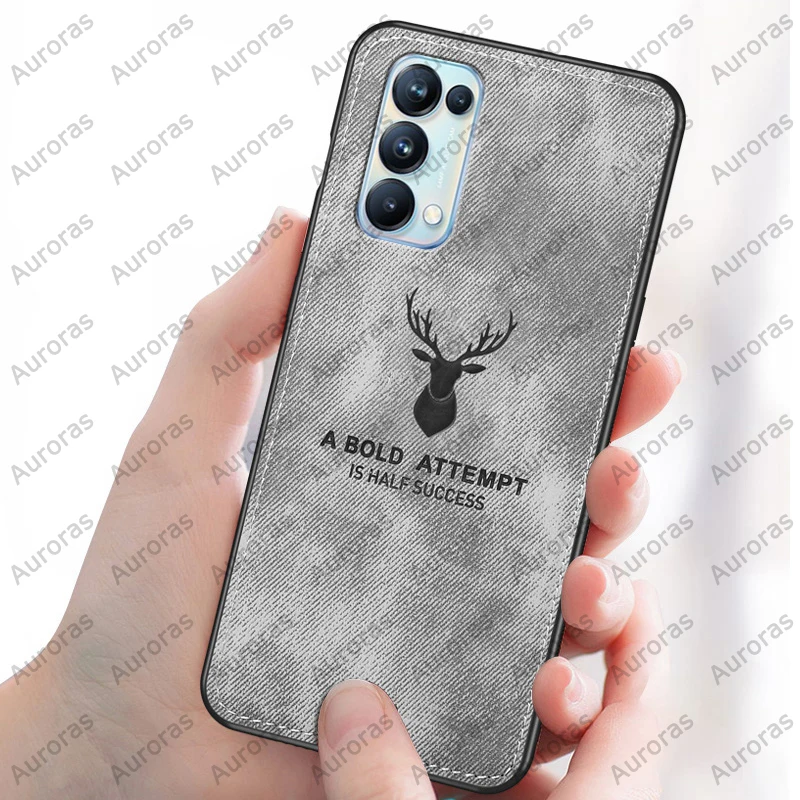 Auroras For OPPO Reno5 Case Luxuy Brand Cloth Texture Elk Back Deer Cloth Soft Cases For Reno 5 Pro Cover