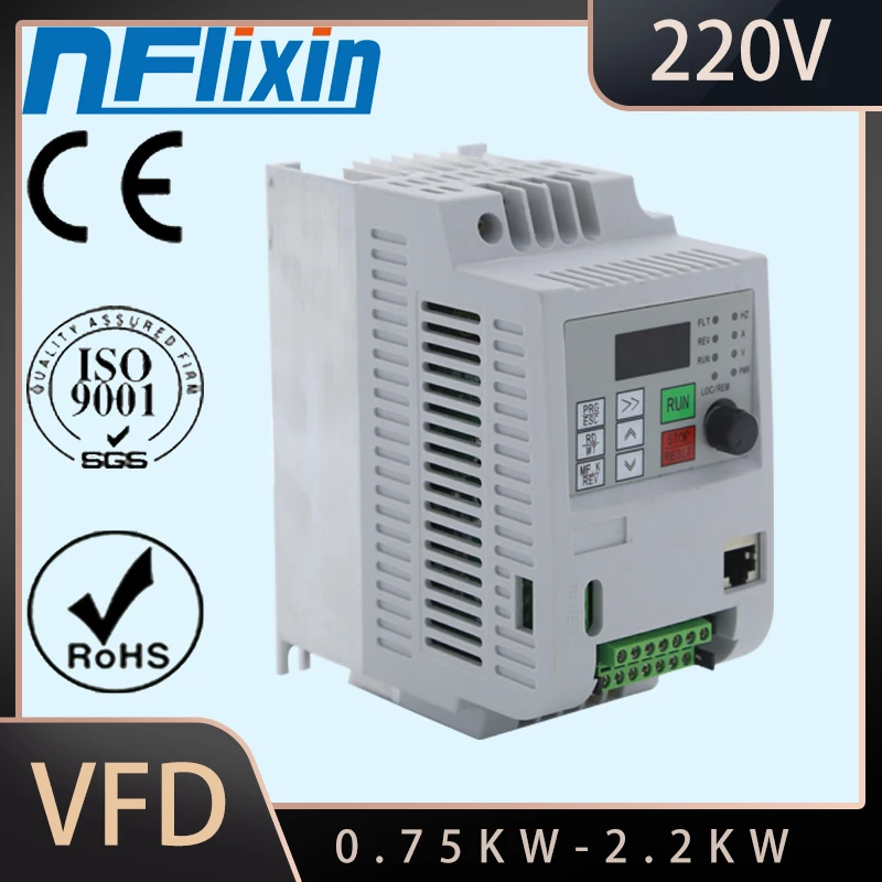 

NFLIXIN Variable Speed Drive - 220V Single-Phase Input, 220V Three-Phase Output, 0.75KW to 2.2KW