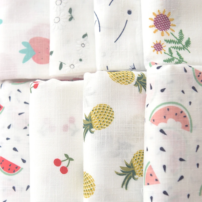 Half Meter Cherry Strawberry Pineapple Print Cotton Linen Fabric, Little Fresh Upper Clothes, Shirt Dress Han Cloth, CR-1106