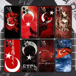 Turkey Flag Wolf Case For Apple iPhone 11 13 12 Pro 7 XR X XS Max 8 6 6S Plus SE 2020 5 5S Black Soft Phone Tampa
