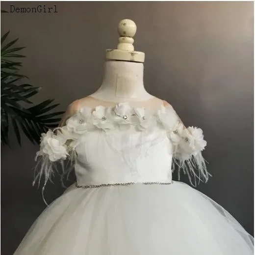 Flauschigen Elfenbein Weiße Blume Mädchen Kleid für Hochzeit Prinzessin Geburtstag Party Kleid Kommunion Kleid Kid Größe 9M-14Y Fotografie