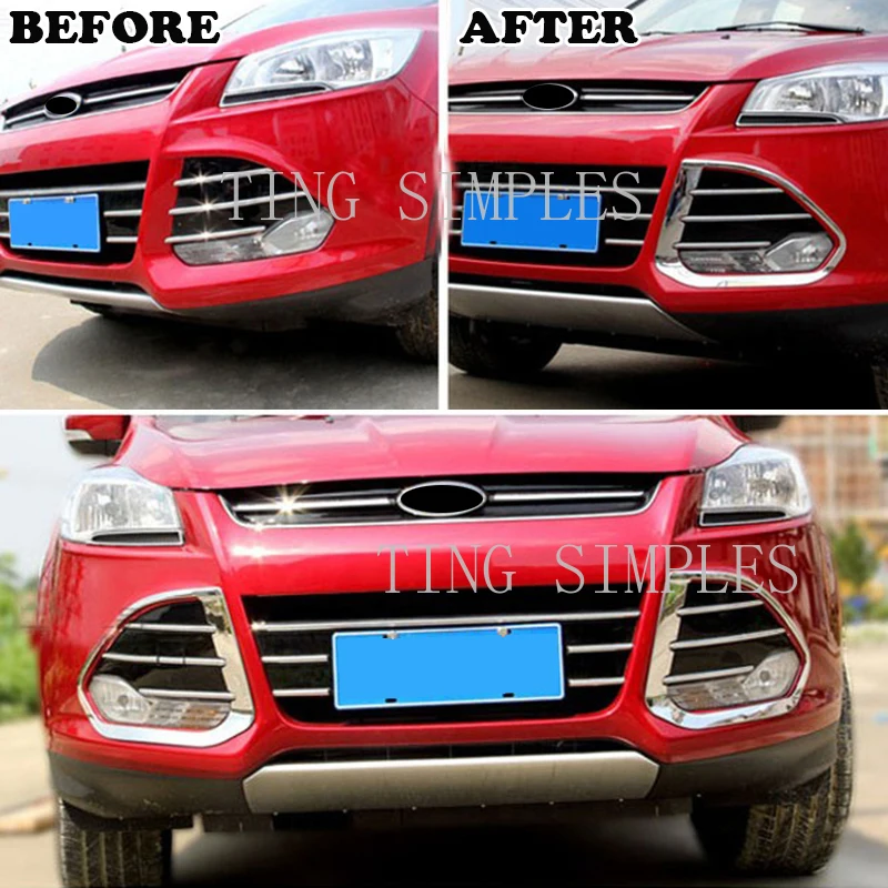 For Ford Escape Kuga 2 2013 2014 2015 2016 Chrome Front Head Fog Light Foglight Lamp Cover Trim Bumper Molding Guard Decoration