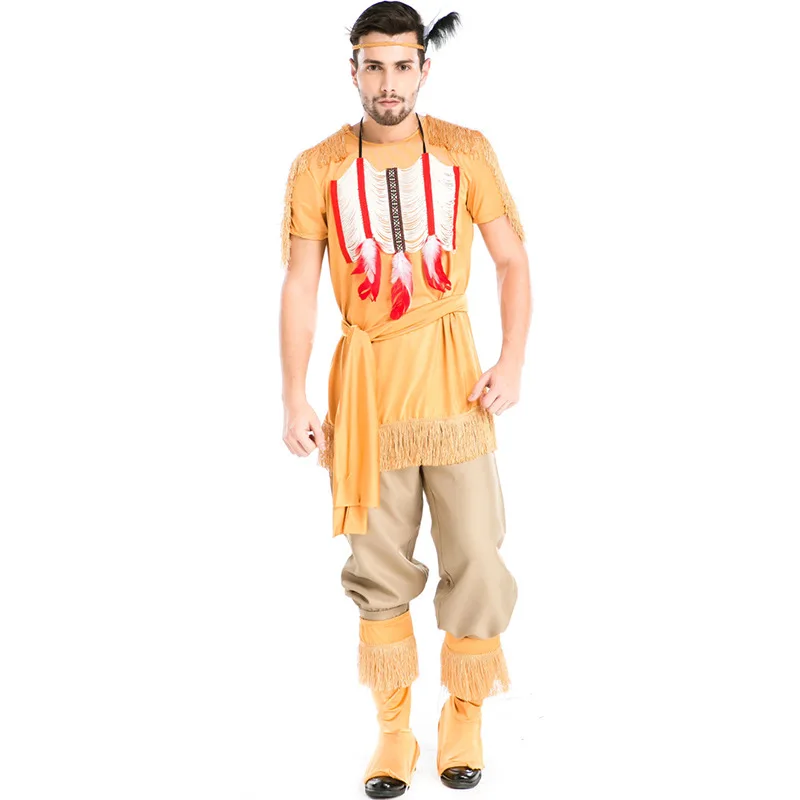 

Halloween Costumes Adult Men Indian Hunter Archers Costume Pocahontas Aboriginals Cosplay Purim Carnival Party Fancy Dress