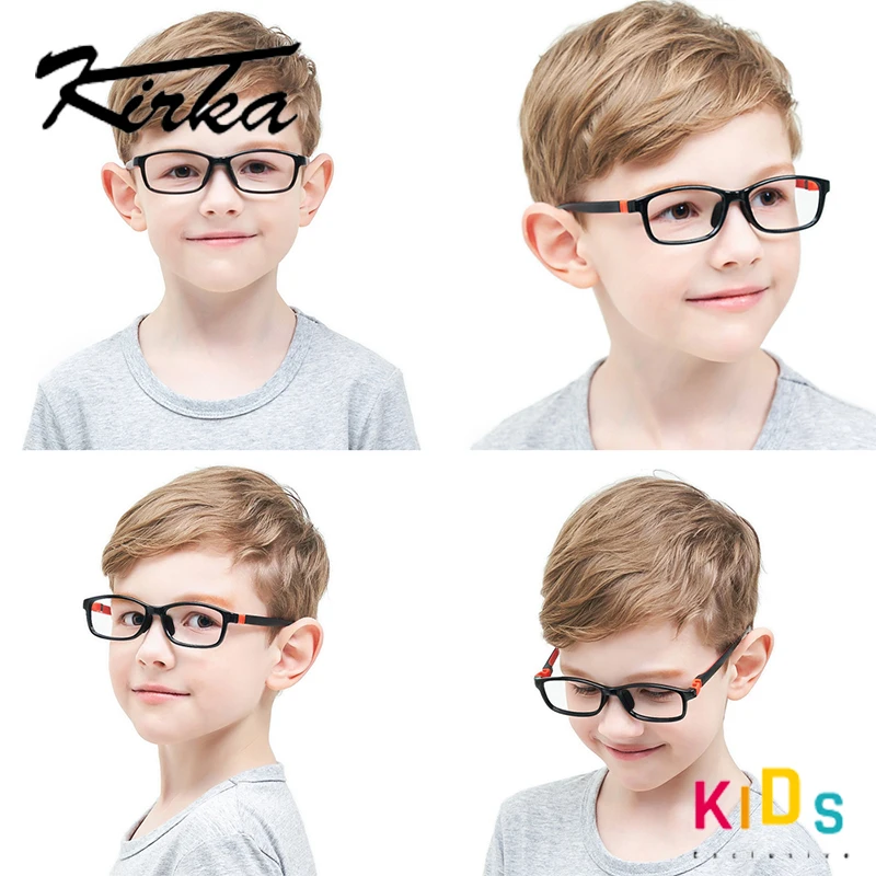 Kirka Optical Children Glasses Frame TR90 Kids Silicone Glasses Strap Eyeglass Frames Children Flexible Glasses Boys Myopia