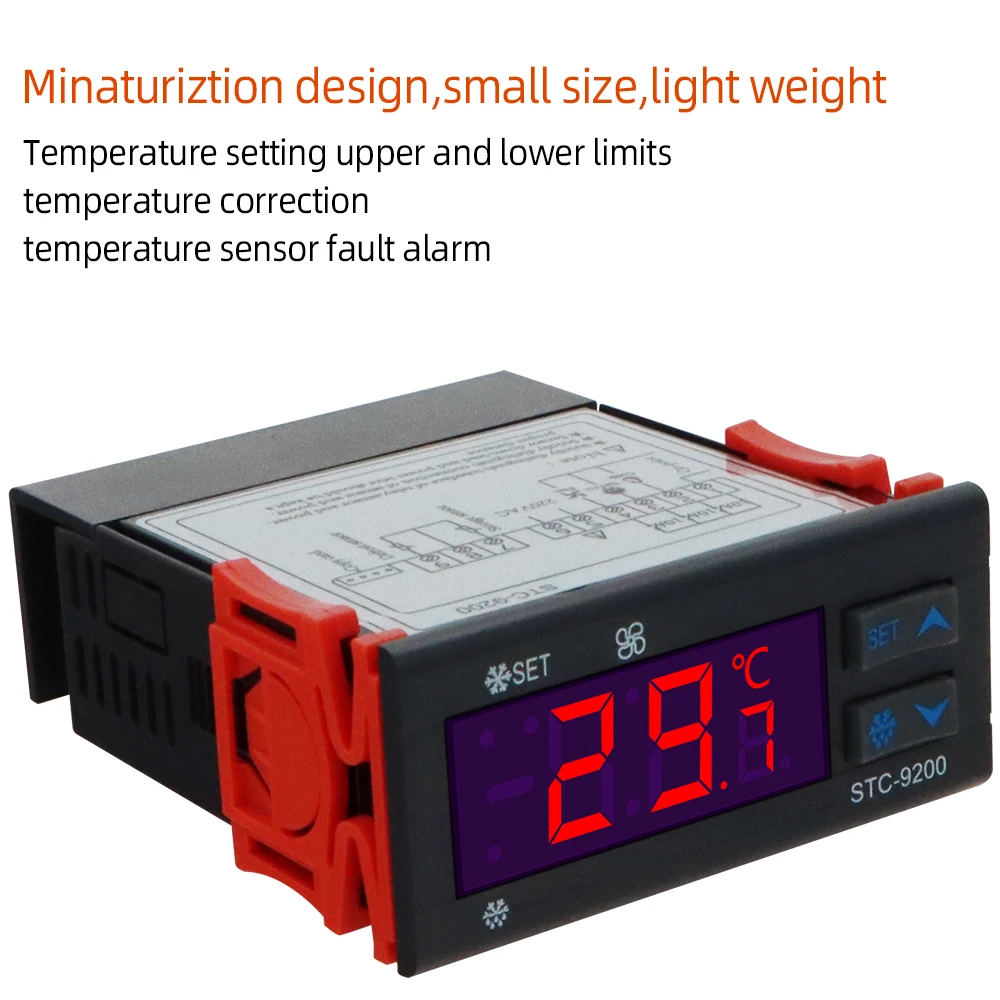 Digital Temperature Controller STC-9200 Two Relay Output Thermostat Regulator With Refrigeration Defrost Fan Alarm Function