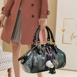 Luxury Cowhide Leather Women Handbags Female tassel Serpentine Dumpling portable Tote bag ladies shoulder messenger bags New