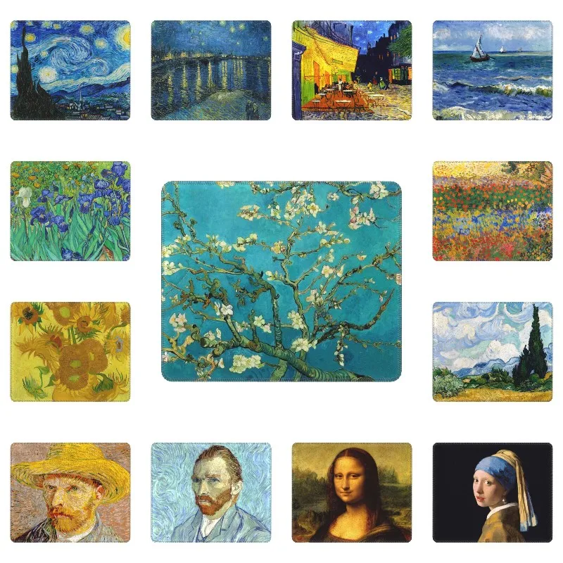 Van Gogh Almond Blossoms Laptop Mouse Pad Soft Mousepad  Non-Slip Rubber Starry Night Oil Painting Gamer Computer Desk Mat Pads