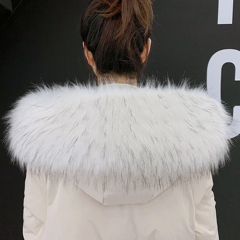 Faux Fur Collar Winter Warm Coat Jacket Straight Collar Decor Shawls Hooded Scarives Gift Women Men Winter Warm Wrap 70/80/90cm