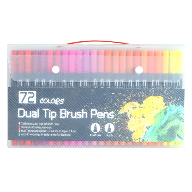 Imagem -04 - Dual Tips Coloring Brush para Caligrafia Art Markers Canetas Fineliner Water Marker Desenho Esboço Livro de Colorir 60 Cores