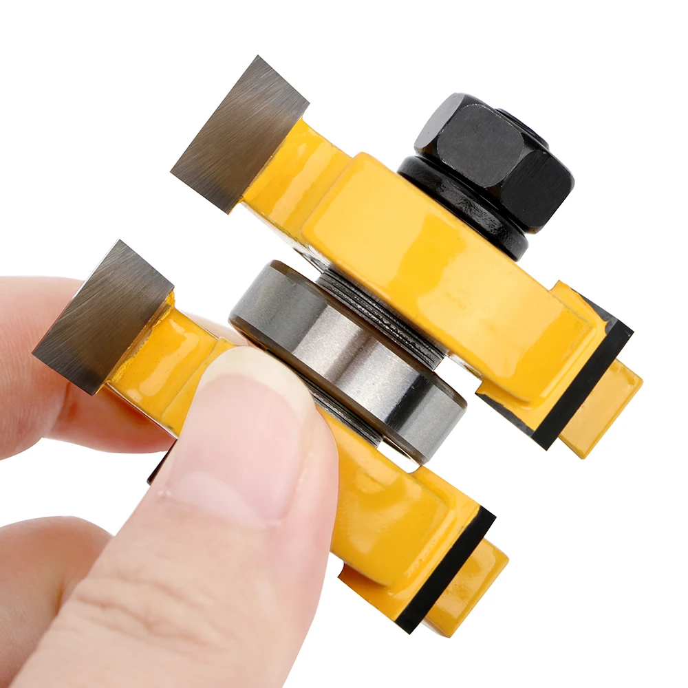 2 비트 파일 우드 밀링 커터 3 치아 T 형 목공 혀 그루브 라우터 비트 세트 12.5mm 생크