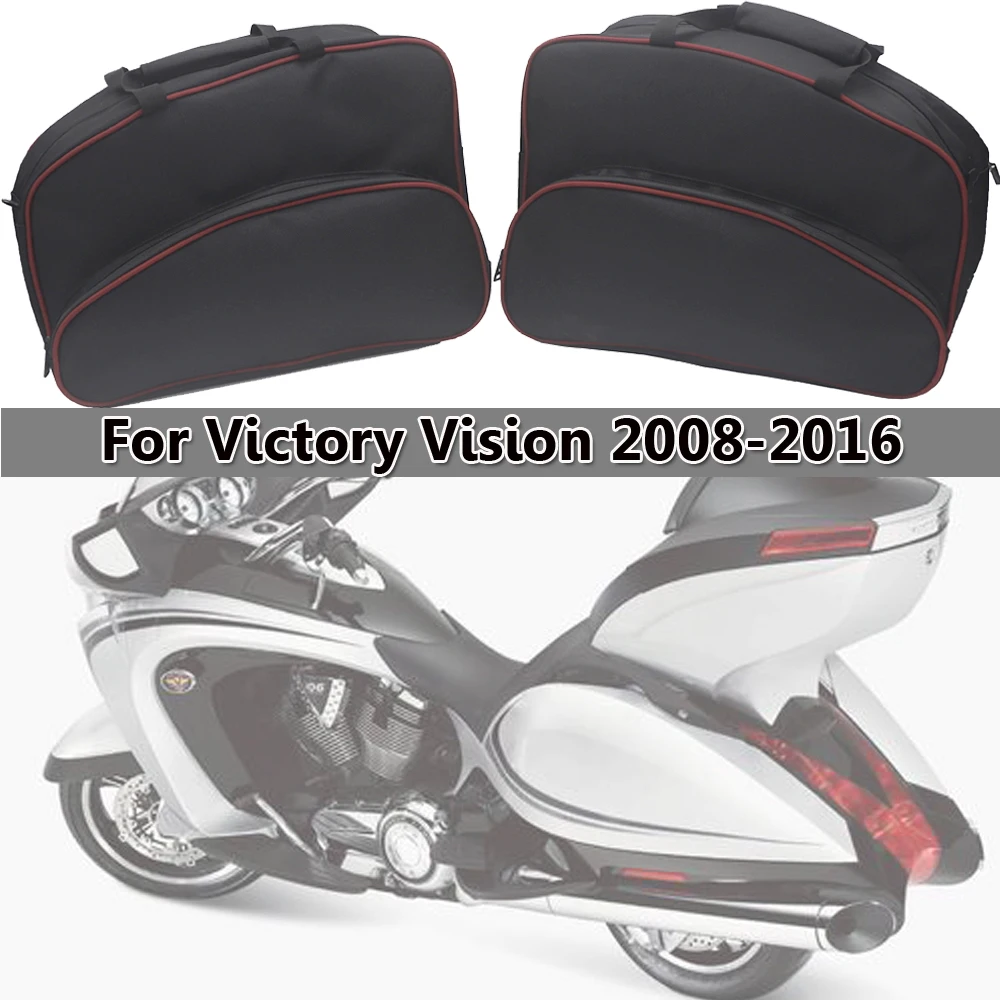 

Black Liners With Red Piping Saddlebag Motorcycle Storage Luggage Bag Side Box Inner Bag For Victory Vision 2008-2016