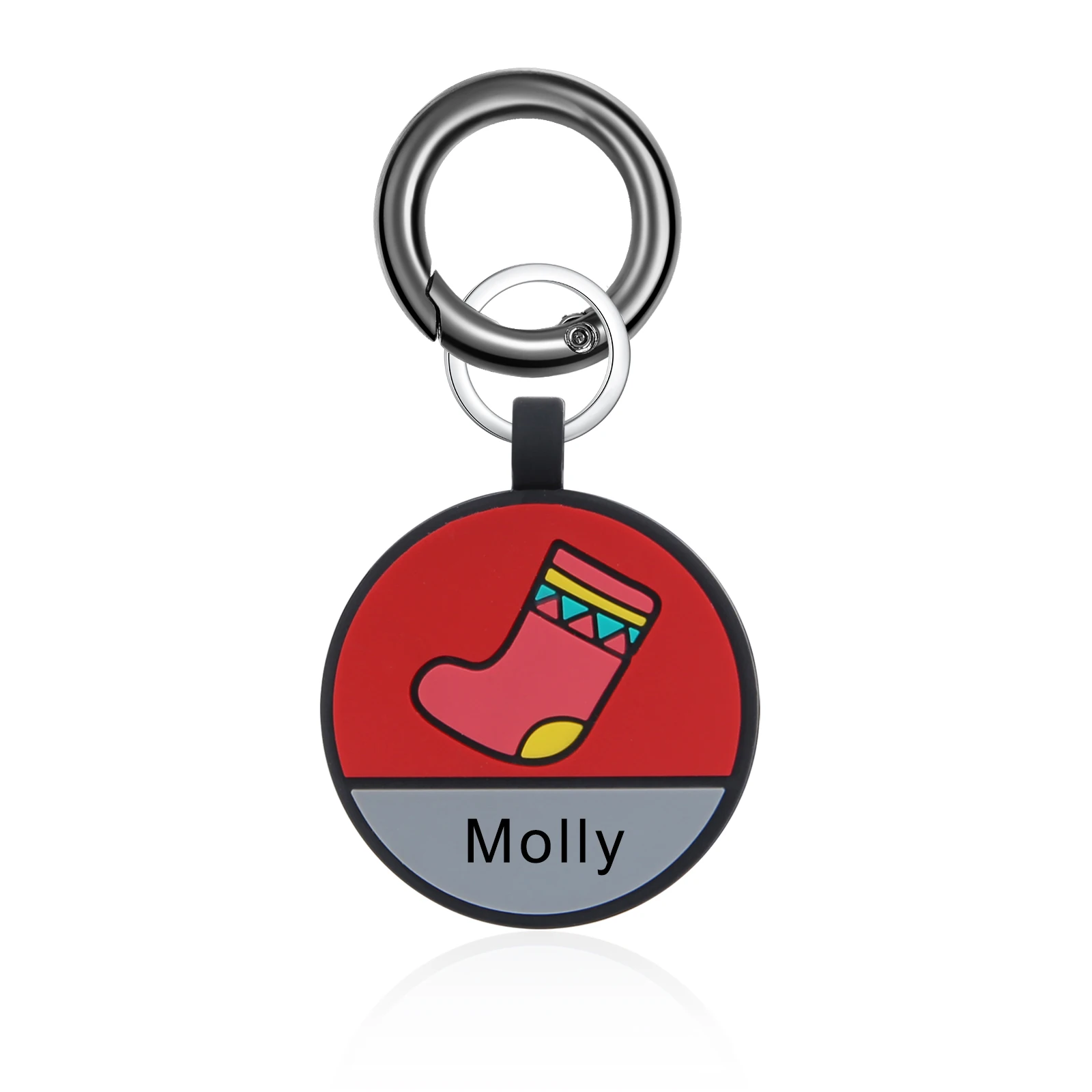 Pet Cat Dog ID Tag Round Pendant Keyring Silicone Double Side Custom Name Anti-lost Pets Accessories