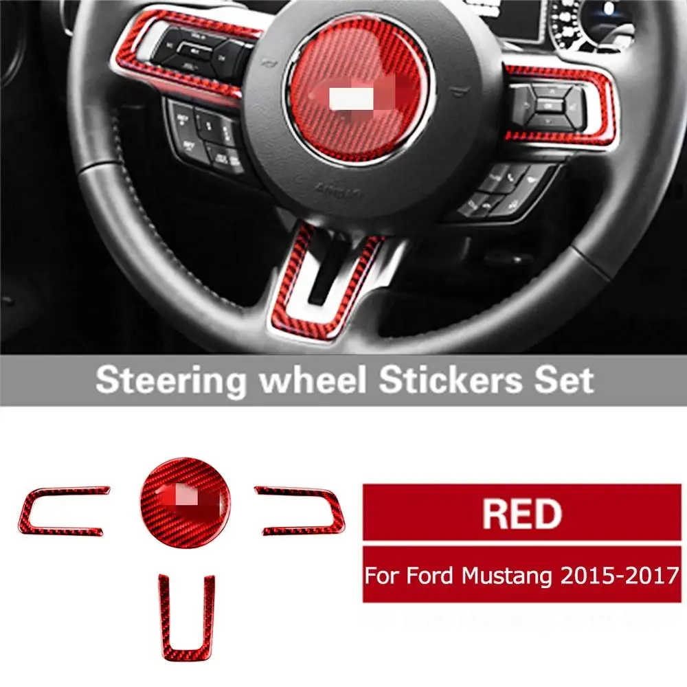 

Для Ford Mustang 2015-2017 наклейка из углеродного волокна на Автомобильное рулевое колесо, панель, отделка, стикер, набор стильных наклеек, аксессуары