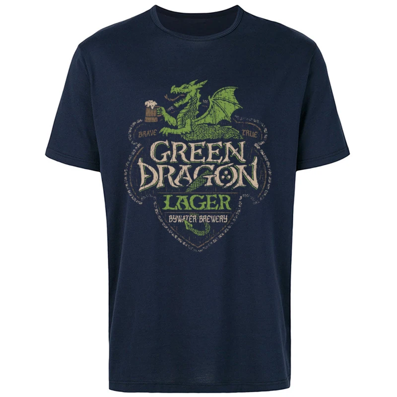 Beer Time T Shirt Men Green Dragon Lager Mens T-Shirt Retro Coupons Summer/Autumn Short Sleeve 100% Cotton Tops Casual TShirt