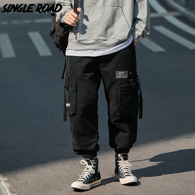 Single Road Mens Cargo Pants Men 2023 Multi Pockets Techwear Joggers Hip Hop Japanese Streetwear Trousers Baggy Pants For Men