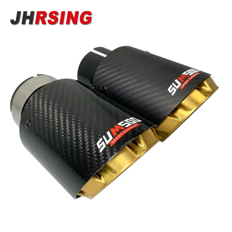 New style bullet head multi-color high-quality carbon fiber exhaust tail tips for modifcate car decoration muffler pipe gold