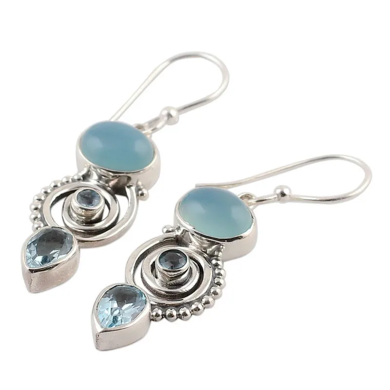 Fashion Imitation Moonstone Silver Color Dangle Earrings For Women Jewelry Wedding Engagement Drop Earring Gifts