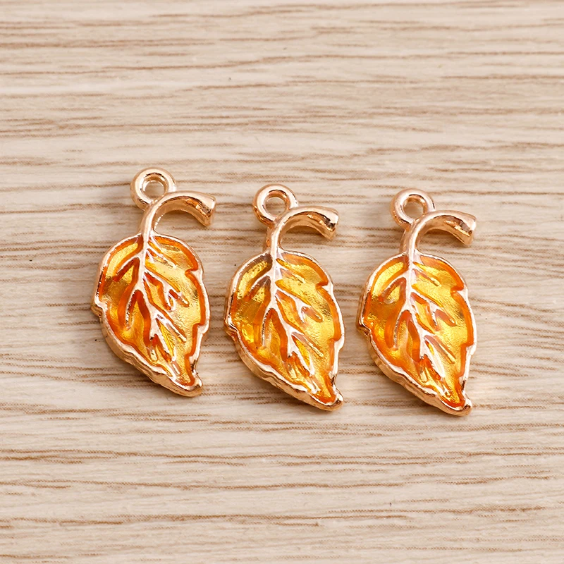 10pcs 10*18mm Alloy Tree Leaf Charms for Jewelry Making 4 Color DIY Enamel Charms Pendants Necklaces Earrings Findings Crafting