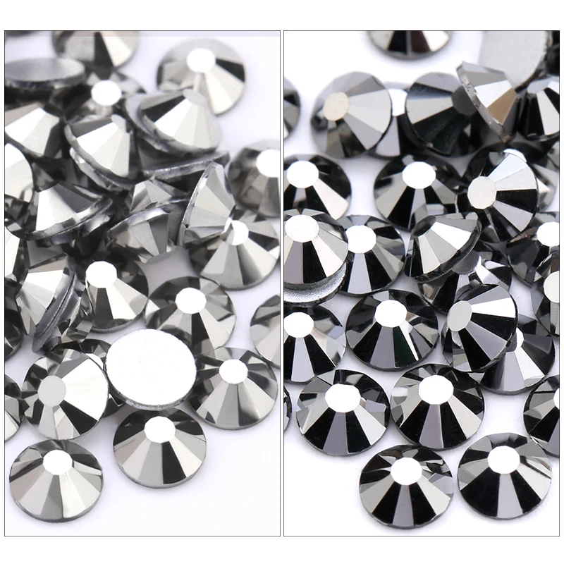 

QIAO 2 Colors hematite Non Hotfix Flatback Rhinestone Glue On Glass Rhinestones DIY For Clothes Decoration