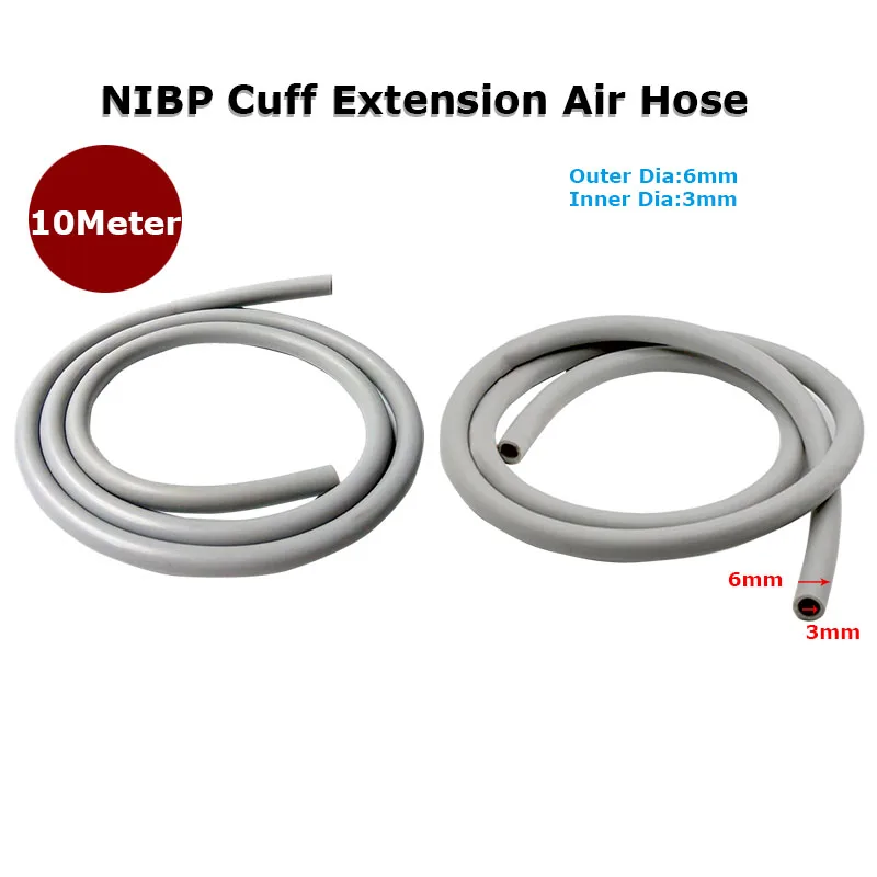 

10-метровый удлинительный кабель манжеты NIBP для измерения артериального давления, воздушный шланг NIBP, медицинский класс, мягкий ТПУ, одна трубка