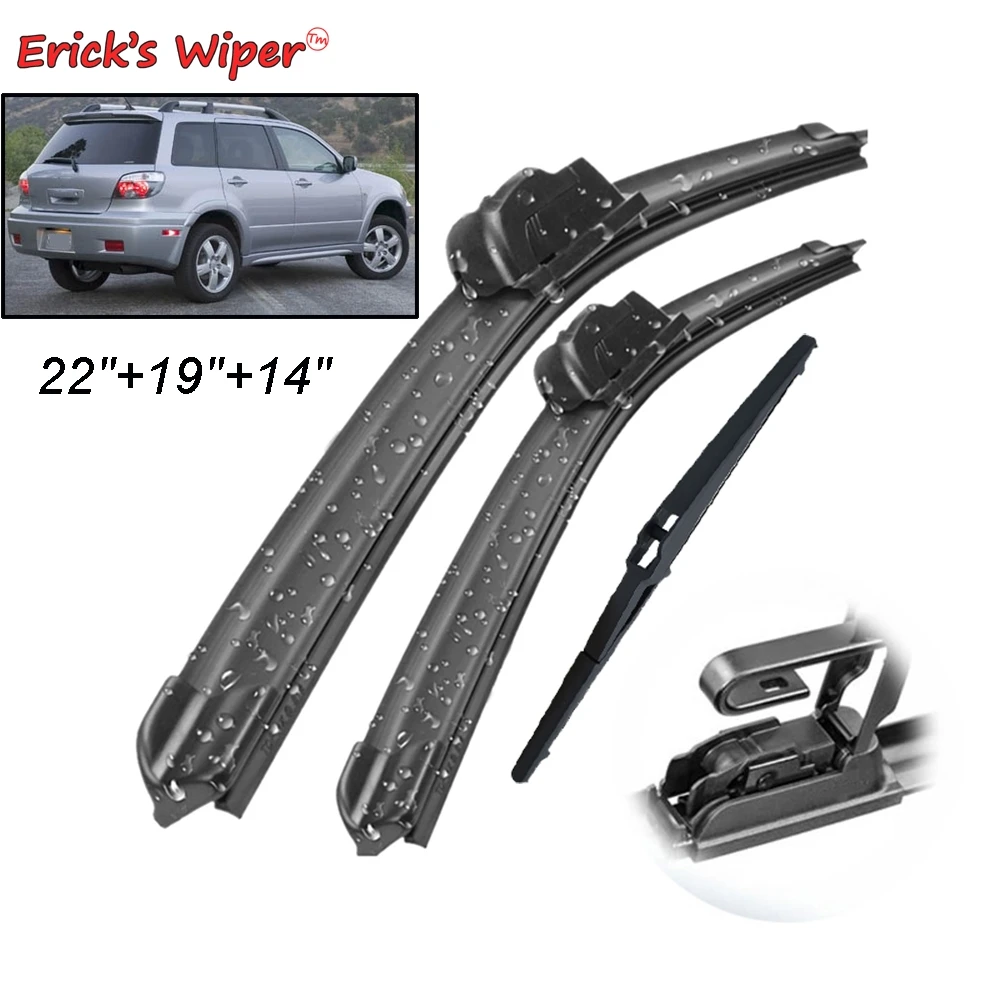 Erick\'s Wiper Front & Rear Wiper Blades Set Kit For Mitsubishi Outlander I 2003 - 2007 Windshield Windscreen Window 22\