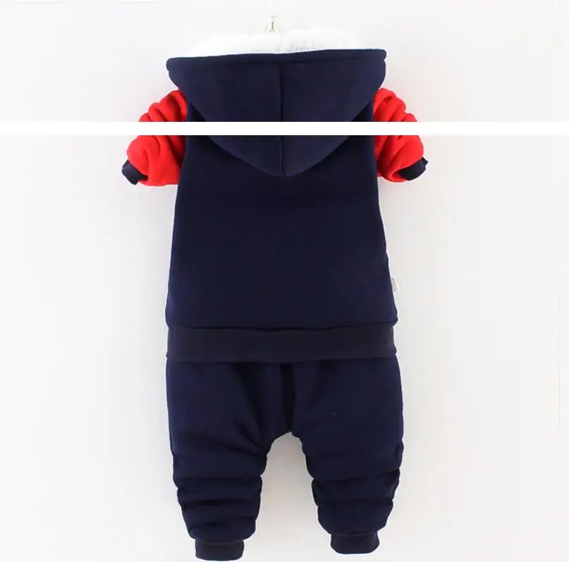 Neue Kinder-Sets Herbst Winter Dicke Plüsch-Baumwollkleidung Junge Mädchen Cartoon Kapuzenjacke+Hose 2-teiliger Anzug Kinder-Trainingsanzug 0-5 Jahre – Detail 12