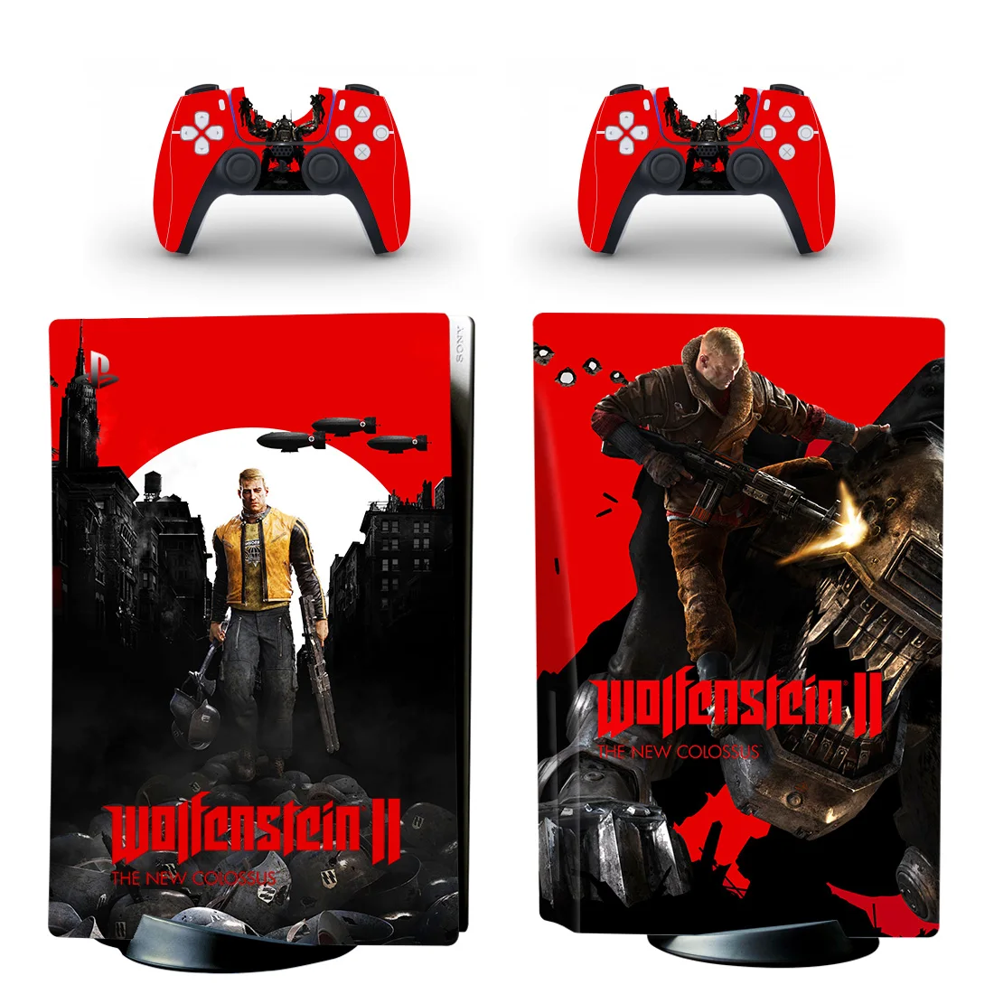 PS PS5 Disk Skin Sticker Vinyl Castle Wolfenstein PS5 Standard Disc Sticker for PlayStation 5 Console and 2 Controllers