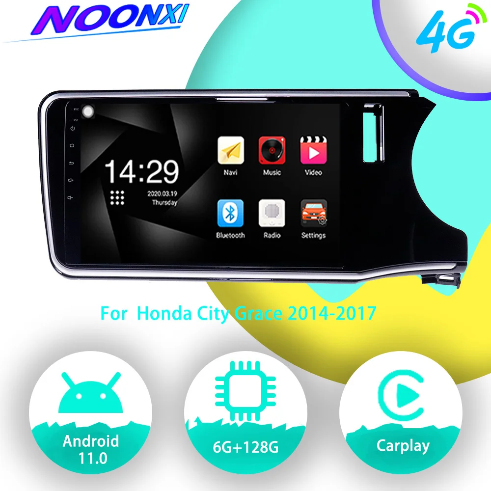 Android 11 Radio Đồng Hồ Định Vị GPS Cho Xe Honda Thành Phố Duyên Dáng 2014-2017 Đa Phương Tiện Video RDS IPS Autoradio Không 2 Din Đầu Đơn Vị