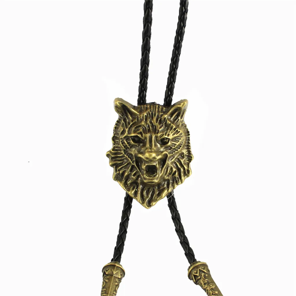 New style wolf head bolo tie collar rope hanging fashion men\'s and women\'s clothing pendant bolo tie accessories