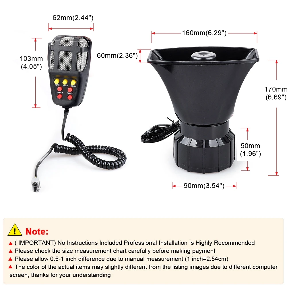 12V 100W Auto Sirene – 5 Tonen – Met Microfoon En Luidspreker – 125 DB – Voor Alarm En Omroep 2 miniatura