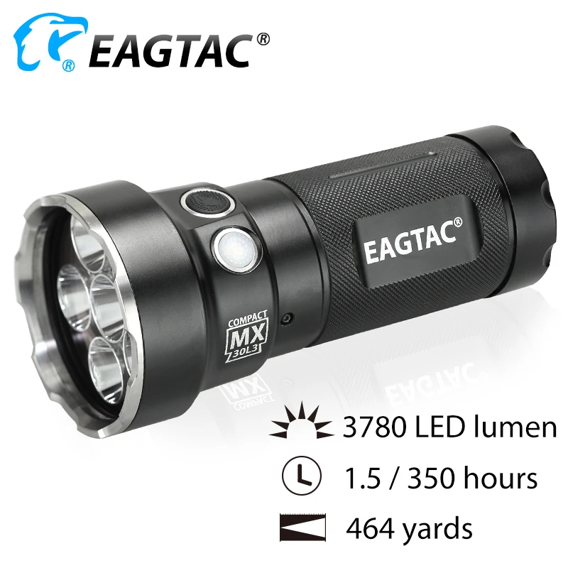 EAGTAC MX30L3-C Ultra Compact LED Flashlight 6*XPG2 6*219C 3780 Lumens 3*18650 6*CR123A Battery