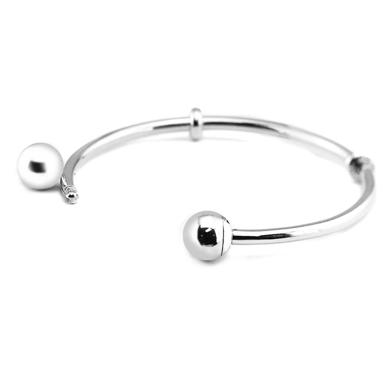 

Open Bangle Silver BraceletS For Woman DIY Beads & Charms Authentic Sterling Silver Fashion Jewelry Bracelets