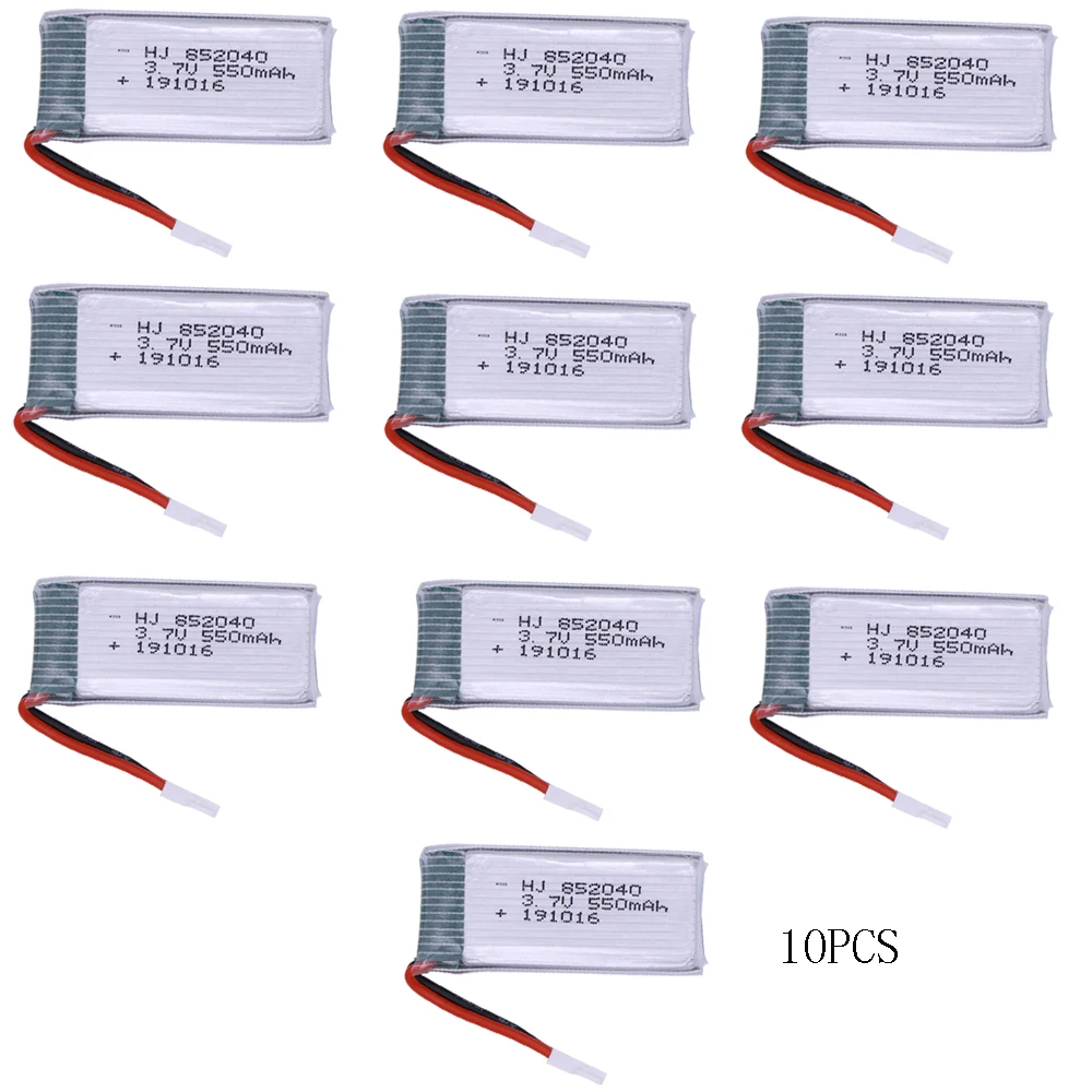 10pcs/lot 3.7V 550mAh Lipo Battery for JXD 523 523W H43WH RC Quadcopter Drone 852040 3.7 V 550 mAh Lipo Battery