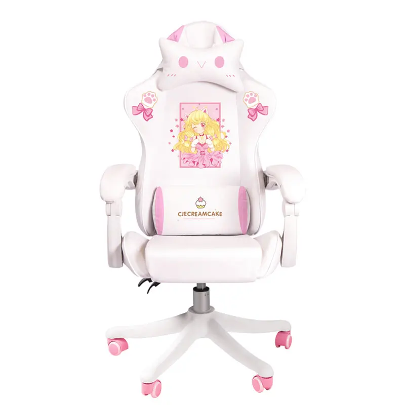 2024 Hot Sale Cute Pink E-sports Gaming Chair Home Girls Live Game Sports Seat Anchor Computer Chair Office Rotatable Liftable