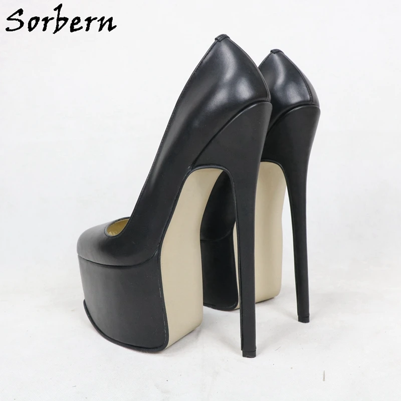 Sorbern Sexy 22Cm High Heel Pump Women Real Leather Platform Shoes Lady Of Heels For Women Crossdressers Sissy Boy Fetish Arch