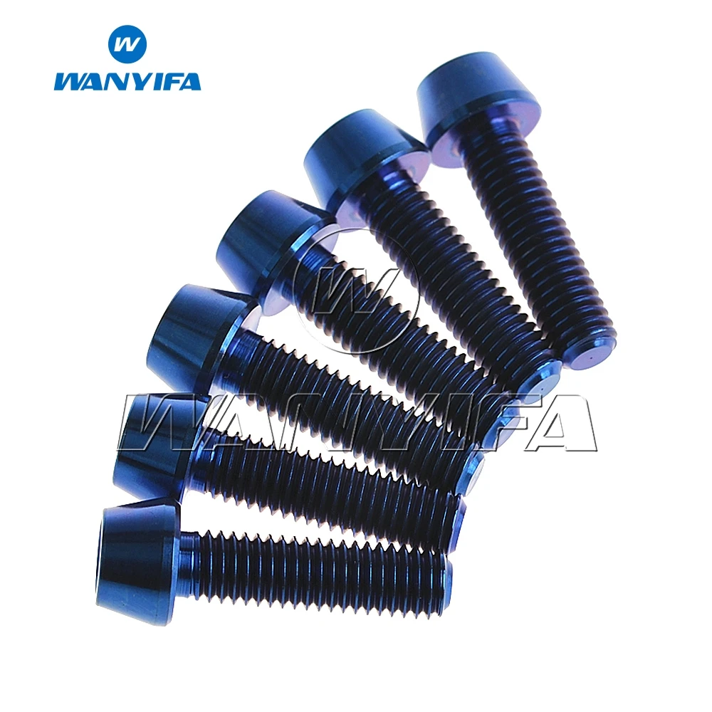 Wanyifa Titanium M5 x 16mm M5 x18mm Allen Key Taper Head Bolt Screw for Bicycle Stem Seatpost 6pcs