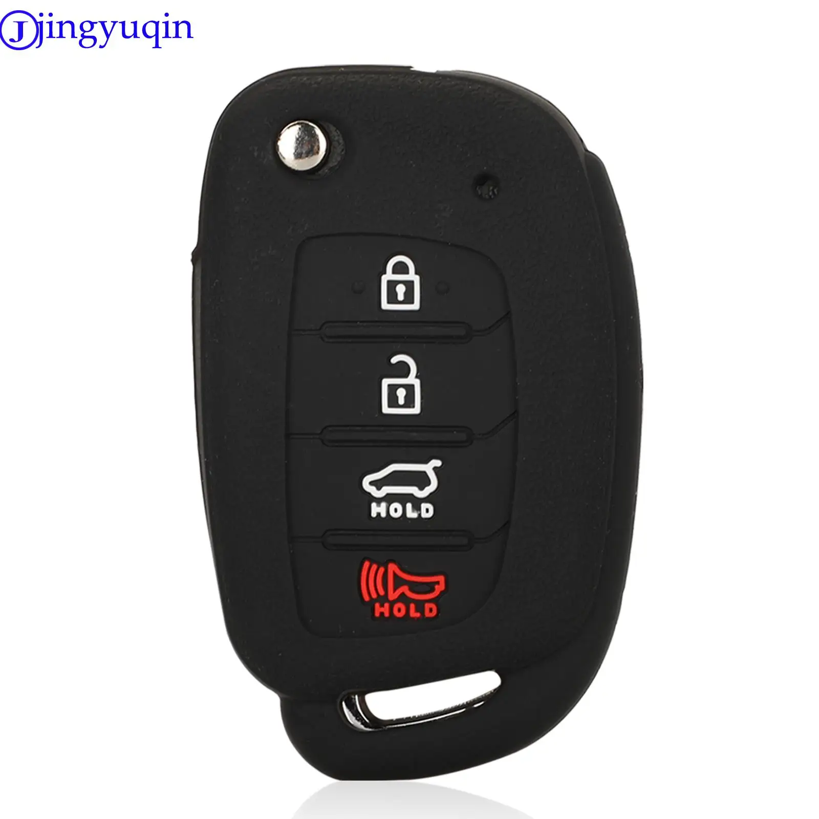 Jingyuqin custodia protettiva in Silicone per telecomando per Hyundai Solaris ix35 ix45 ELANTRA Santa Fe HB20 Verna 4 pulsanti