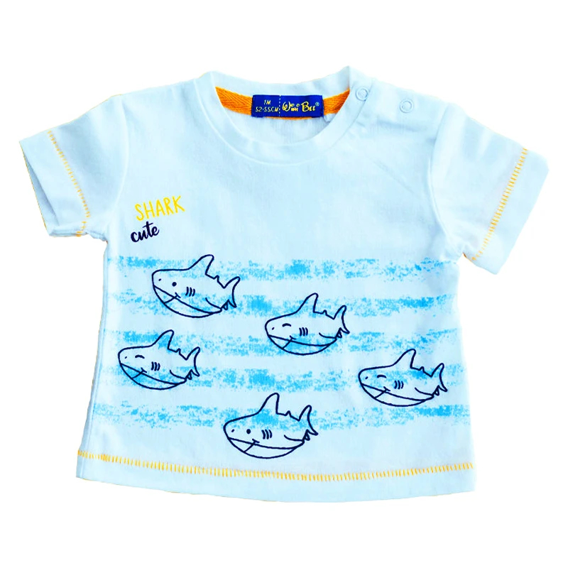 T-Shirt for Baby Summer Short Sleeve Top Kawaii Baby Clothes Baby Tee Baby Shirt Baby Shark White Children's T-Shirt 0-6 Months