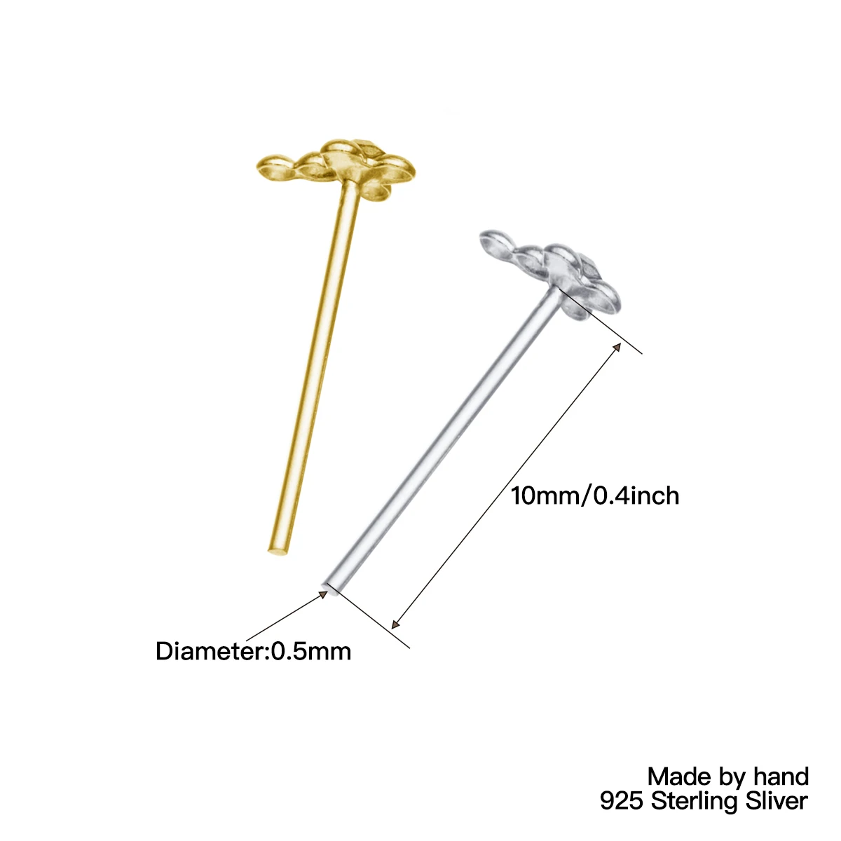 36Pcs 925 Sterling Silver Cross Shape Unisex Nose Piercing Nose Stud Pin Body Jewelry Piercing Nariz