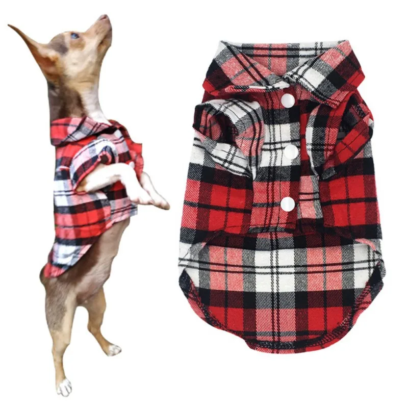 Pet Clothes Dog Shirt Summer For Small Medium Dogs Cat British Style Plaid Clothing Breathable Fashion Puppy Chihuahua T-shirt