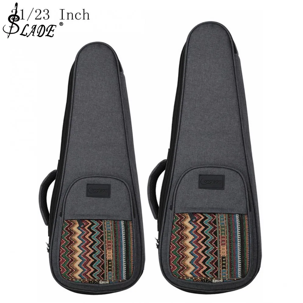 

21/23 Inch Ukulele Bag Bohemian Style Knitted Backpack Case 10mm Cotton Padding Adjustable Shoulder Strap