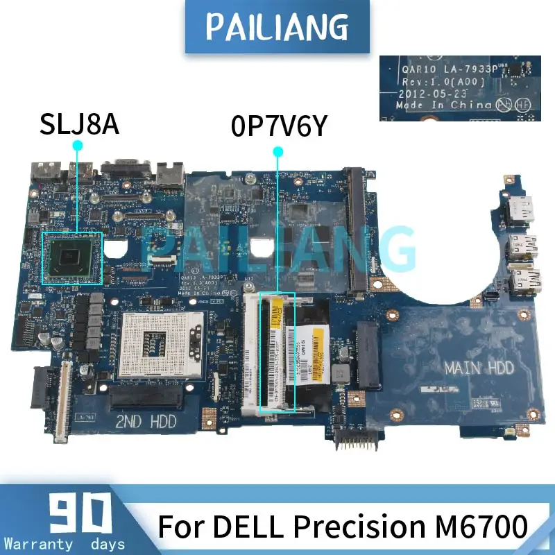 

Материнская плата PAILIANG для ноутбука DELL Precision M6700, материнская плата CN-0P7V6Y LA-7933P SLJ8A DDR3 tesed